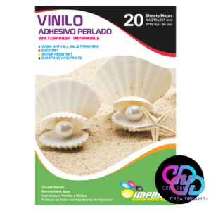 Vinilo adhesivo Imprimible perlado 20 hojas