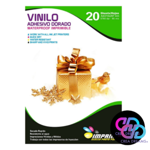 vinilo adhesivo  Imprimible dorado 10 hojas