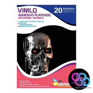 vinilo adhesivo Imprimible plateado 20 hojas