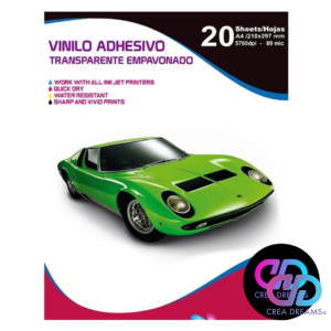 vinilo adhesivo Imprimible  transparente empavonado 20hojas