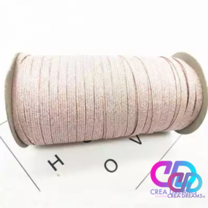 elastico color Glitter Rosado 6mmx1mt