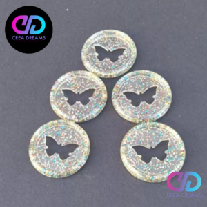 Set 10 Disco Encuadernación 28mm Agugero Mariposa  Glitter