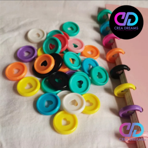 Set 10 Disco Encuadernación Agujero Corazón 22mm Colores Surtidos
