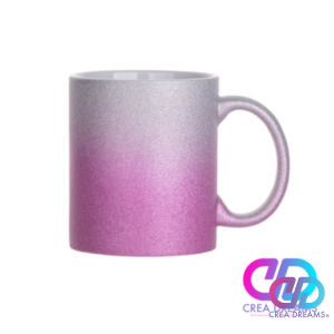 Tazón 11oz Glitter Sublimable Bicolor Rosado