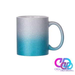 Tazón 11oz Glitter Sublimable Bicolor Celeste