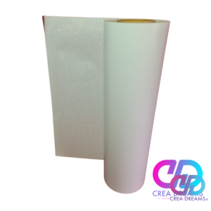 Vinilo textil termotransferible Glitter color Blanco Sublimable 50cmx50cm