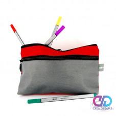 Estuche Escolar Rojo Gris